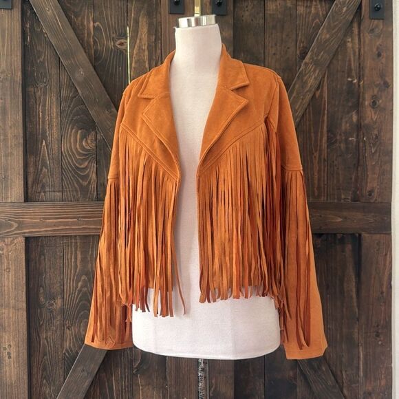 PRETTYGARDEN Fringe Faux Suede Leather Jackets Tassel Motorcycle Cropped Coat - Picture 7 of 15